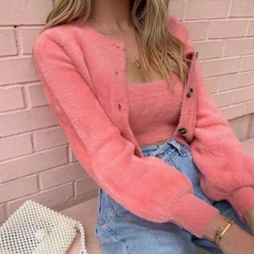 Pink fur jacket (without top)